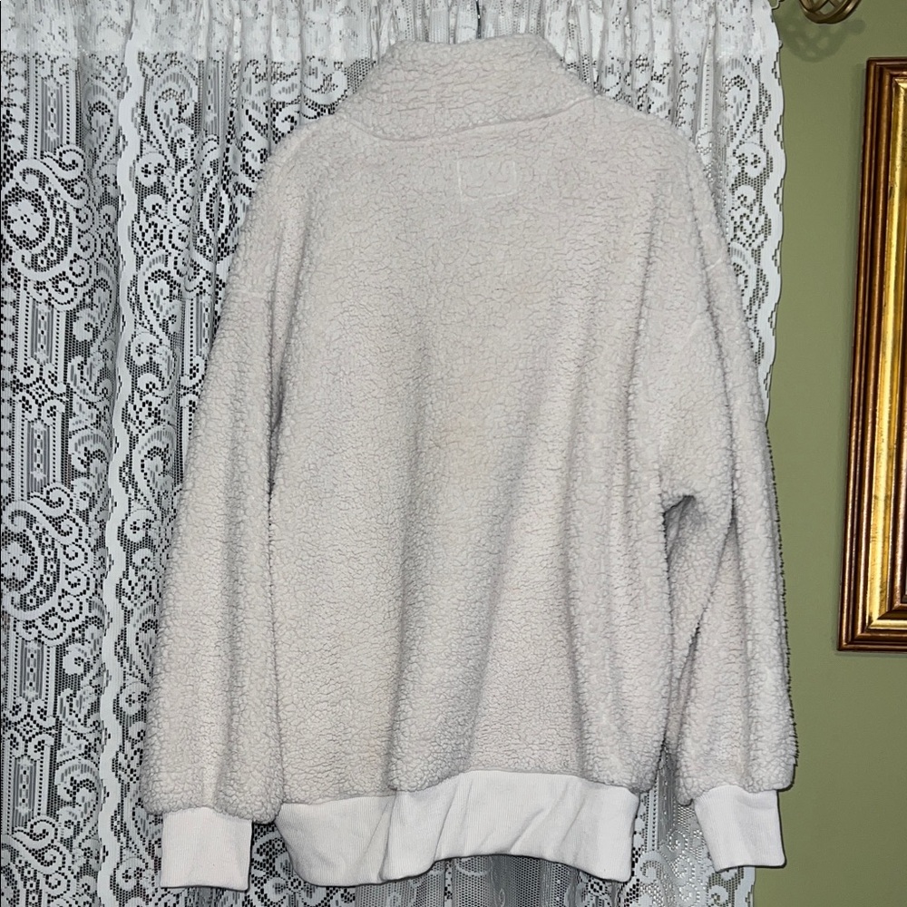 American Eagle Outfitters Cream Sherpa Quarter-Zip Pullover - Picture 7 of 7